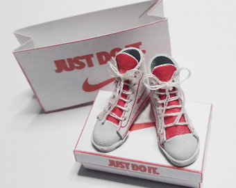 Dolls House Miniature High Top Sneaker Shoes 1/12th scale